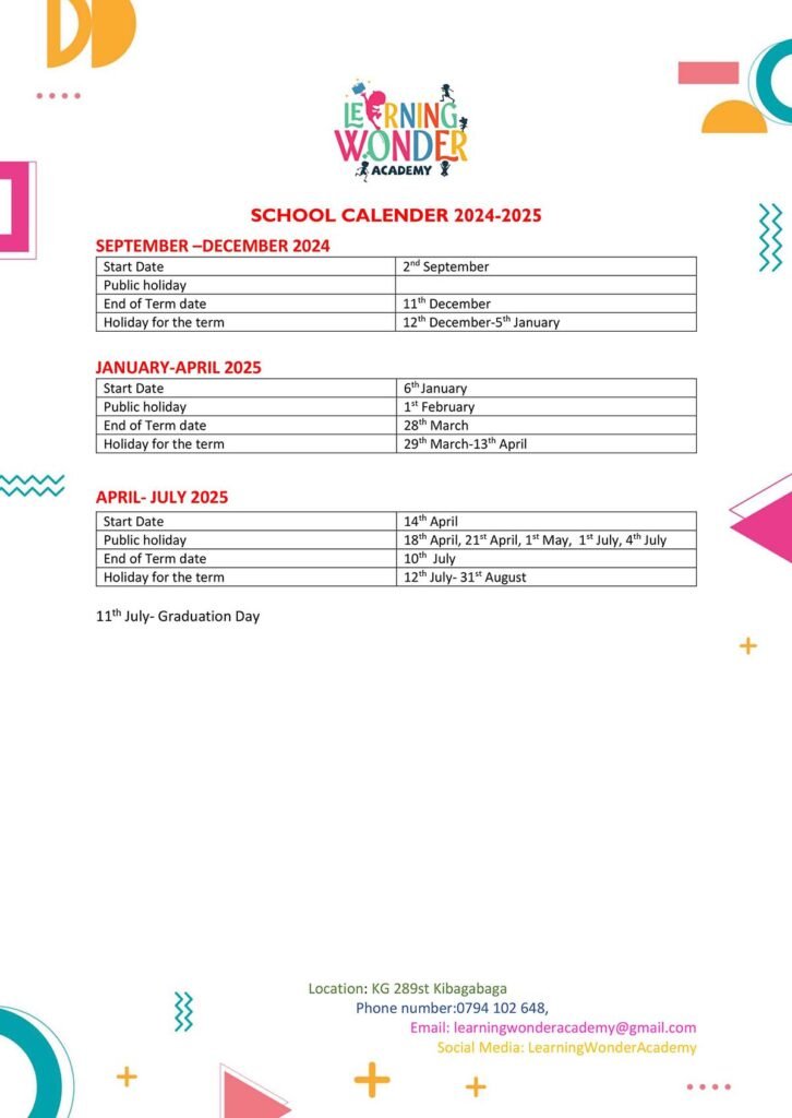 school calendar